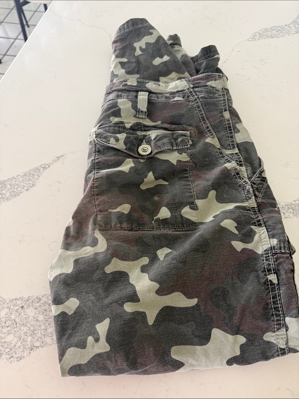 Anthropologie Green and Brown Camo Utility Pants